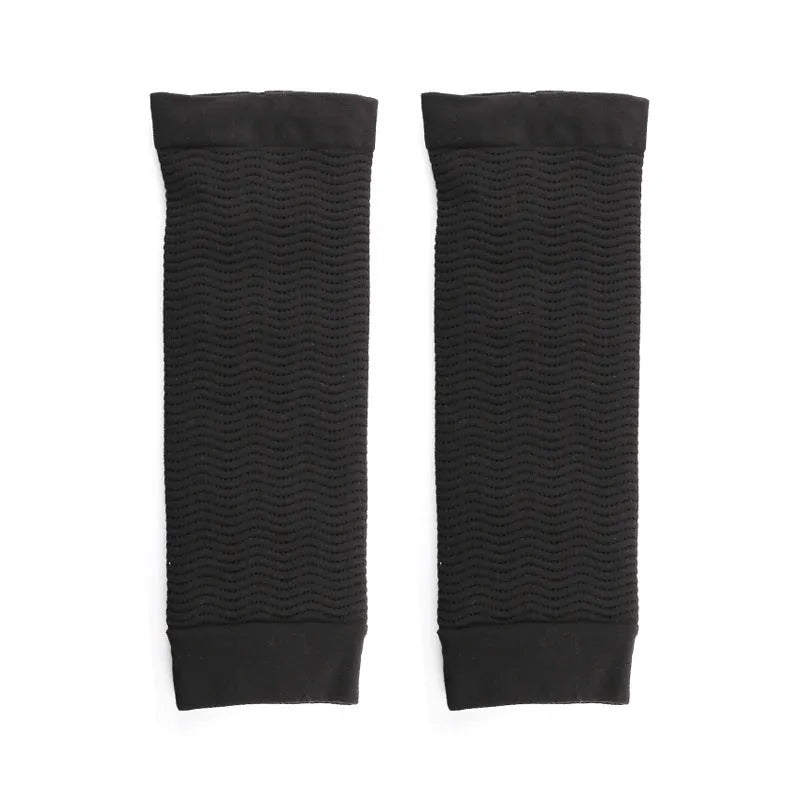 Women's black and skin colour nylon shaping arm sleeves free size