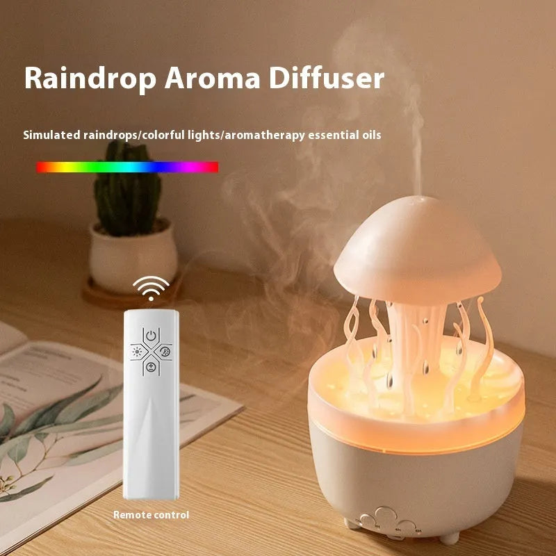 Rotating water drop aroma diffuser with colourful night lamp in marble gold finish, 0.5L capacity
