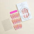 Super long pointed water pipe style false nails with French tip, love heart and bow design in colour XB-70-48.
