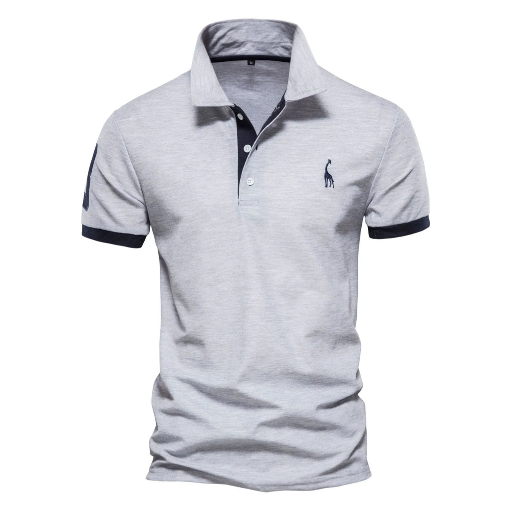 Men's slim fit T-shirt with an embroidered deer design on the chest in a cotton blend fabric.