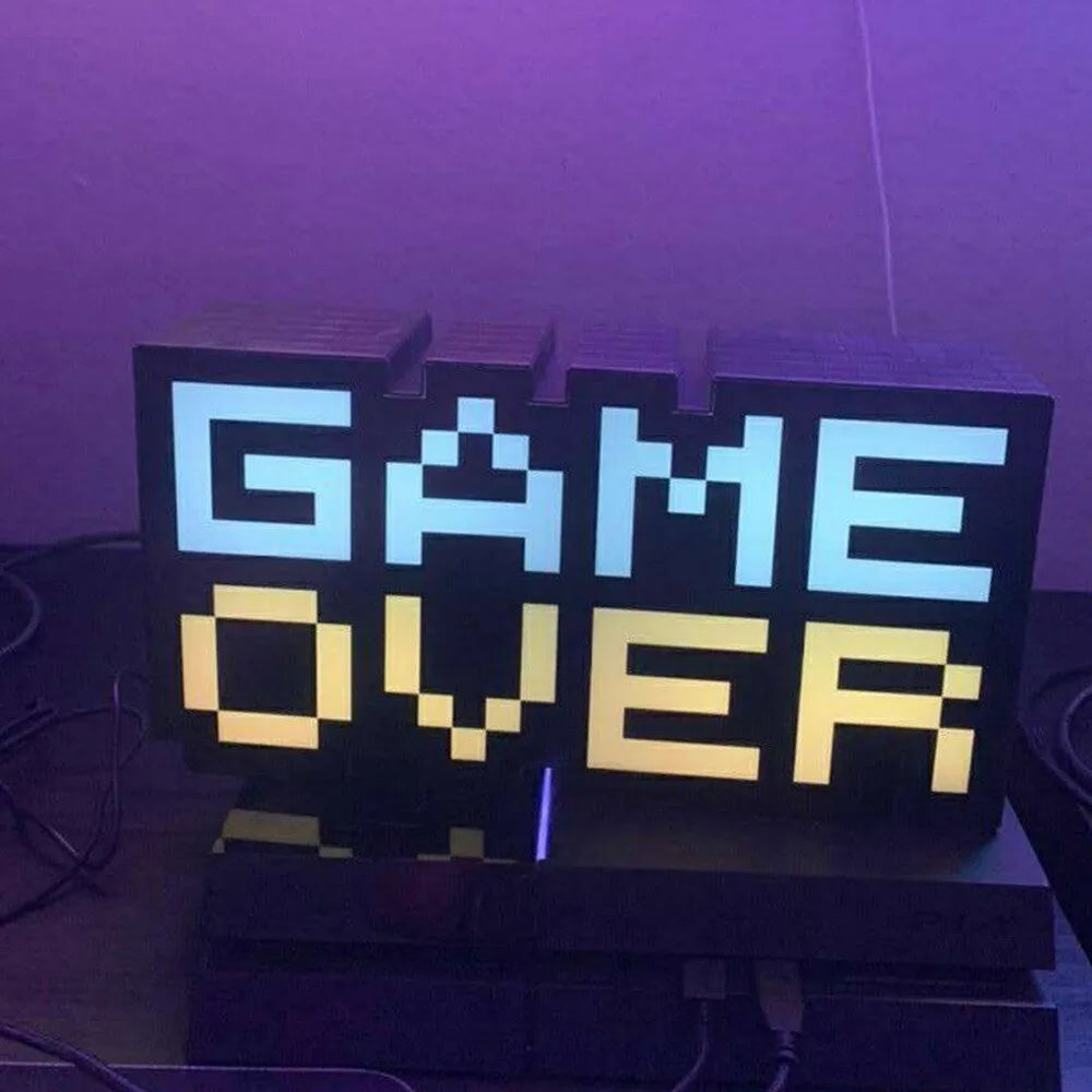 Game Over LED atmosphere light with PVC shade and USB connector in photo colour