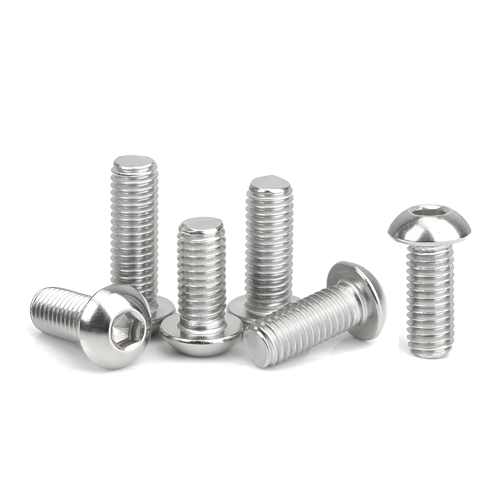 Stainless steel half round pan head hexagon screw A2-70 16x5.7mm whitewash finish