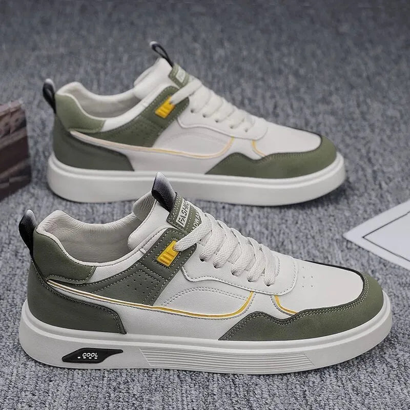 Men's Korean-style low-top canvas board shoes in black, beige, or grey with mesh lining