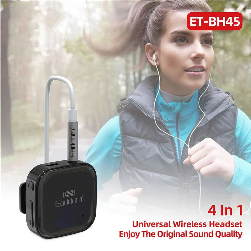 Black Bluetooth lavalier headphones with neckband design and earpieces