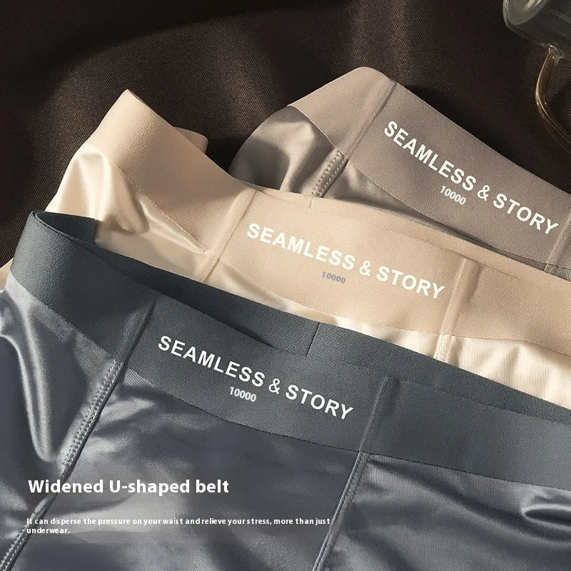 Men's ice silk satin underwear in mid-waist style showing colour options