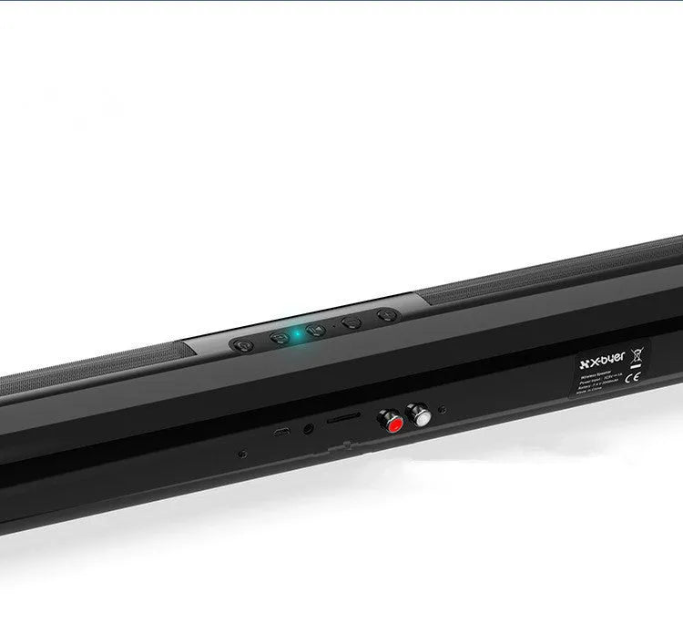 High-power Bluetooth sound bar speaker in black, 4*5W output, 2000mAh battery, compact 58.5cm length