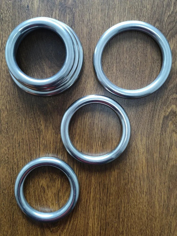 Set of three Wing Chun carbon steel training rings in small, medium, and large sizes with electroplated finish.