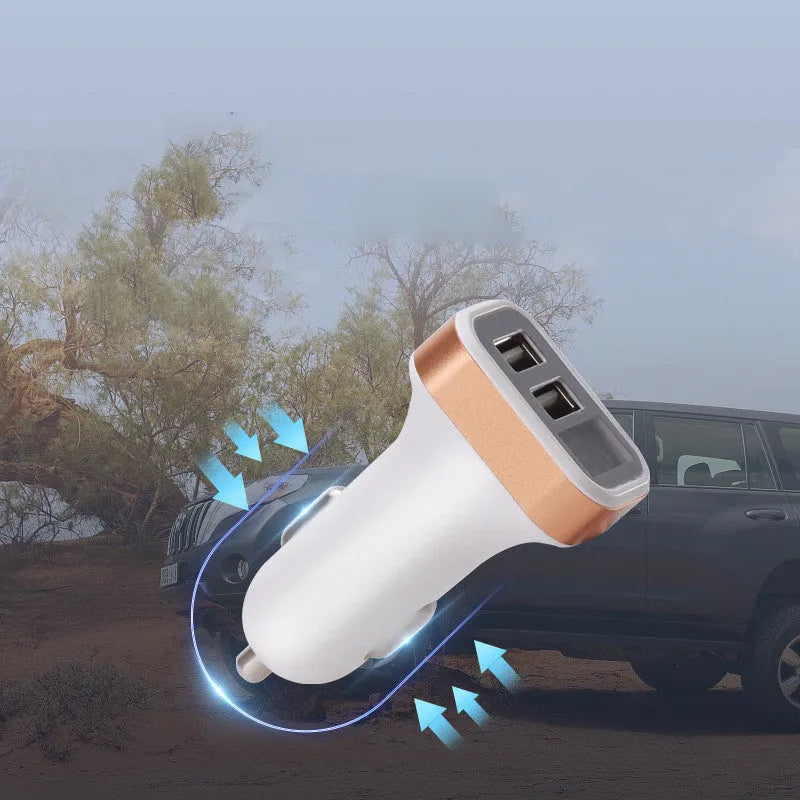 Mini digital display 2.1A car charger in silver with ABS body and USB port