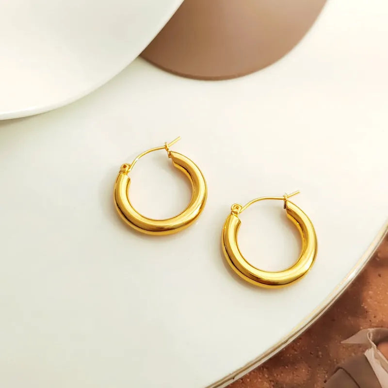 Gold plated vintage European geometric copper earrings for women retro style