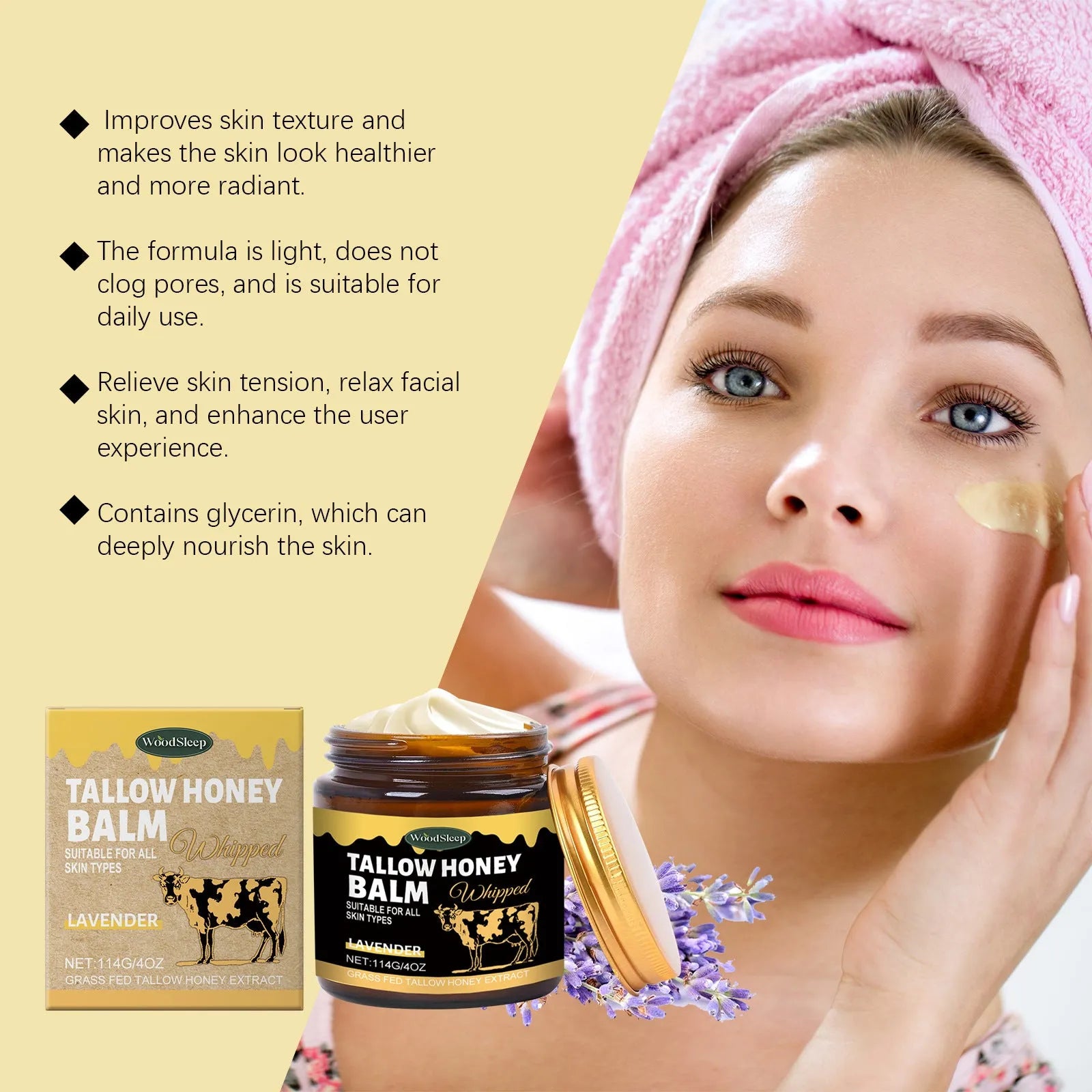 Butter Skin Cream mild ingredients 114g tub with honey and lavender extract for face and body moisturising