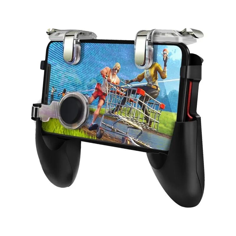 Black mobile phone auxiliary plug-in gamepad with wired connection and no vibration features