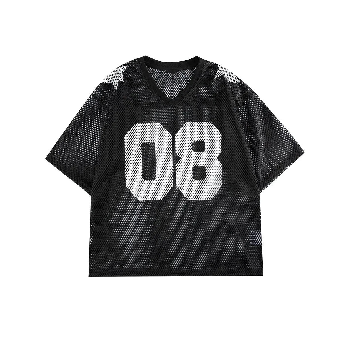 Half sleeve pullover shirt with letter pattern in black and navy blue colours, loose fit design