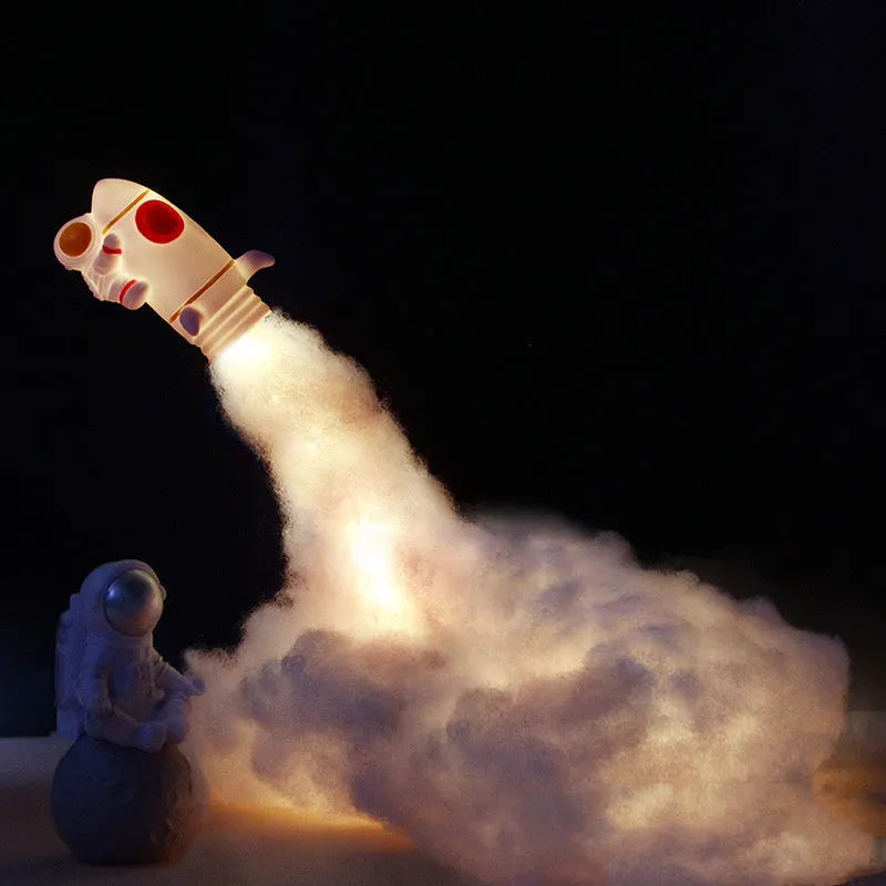 DIY astronaut rocket LED night light craft kit with 19cm base and warm string lights