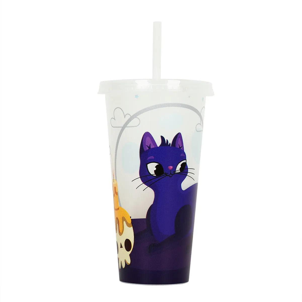 720ml plastic Halloween luminous straw cup in choice of six colours