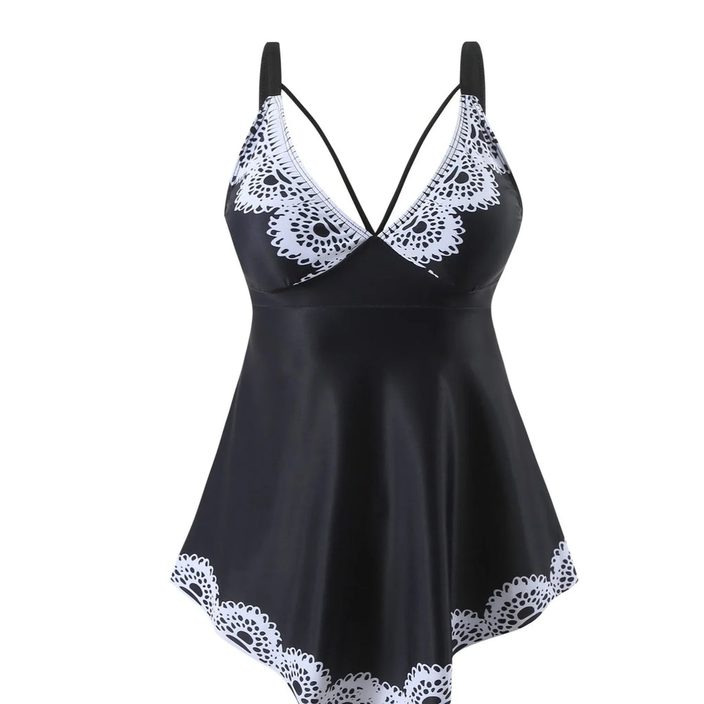 Plus size women's two-piece bikini swimsuit in quick-drying polyester fabric