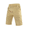 Men's summer cotton blend sports shorts with drawstring waist and zipper pocket in solid colour