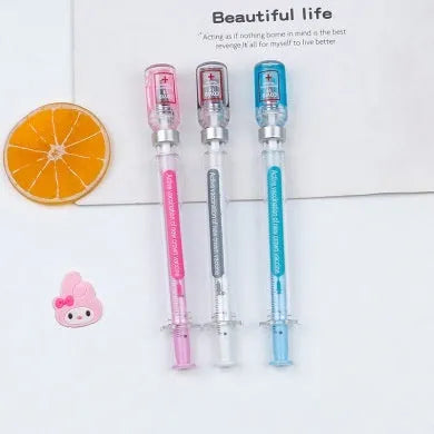 Vaccine pen creative gel pen plastic shell 0.5mm black ink 15.7cm length cap style