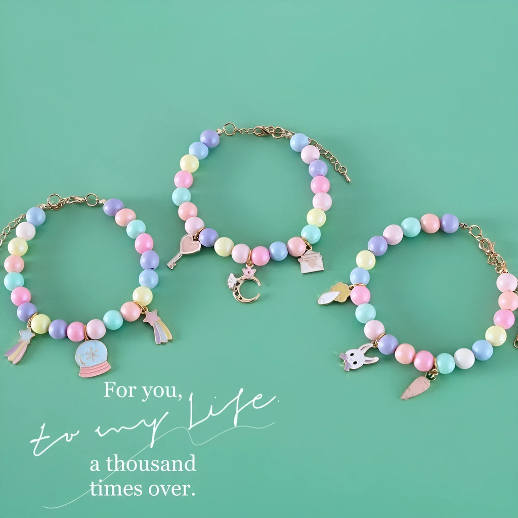 Resin adjustable pet collar with macaron charm in six designs including moon, meteor, rabbit, crystal ball, crown and girl
