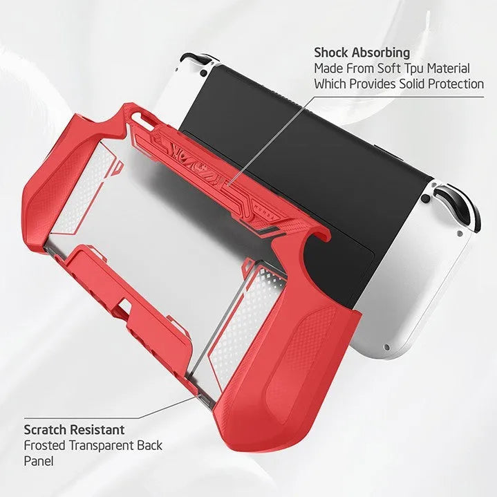 Switch OLED TPU protective cover in black, anti-fall and anti-slip design with precise cutouts
