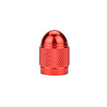 Aluminium alloy mountain bike tyre valve cap shown in five colour options: black, blue, gold, red, silver.