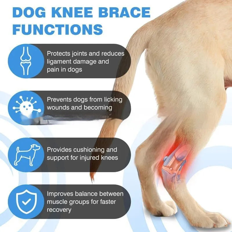 Black polyester dog leg guard for ACL tear and joint dislocation rehabilitation.