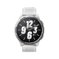 Black GPS smart watch with touchscreen display and silicone wrist strap for call and fitness tracking