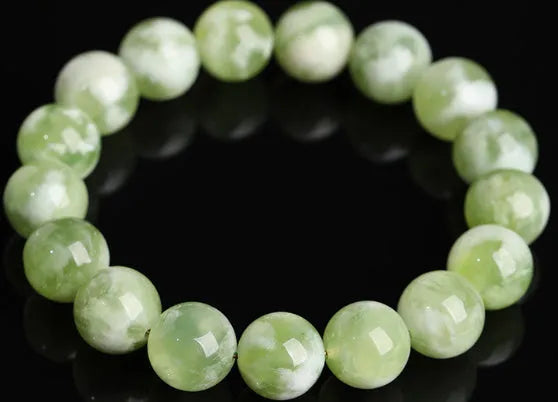 Green milk-in-water Xiuyan jade bracelet polished unisex single circle 10mm beads