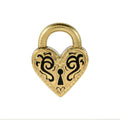 Close-up of a women's stainless steel heart-shaped earring with an electroplated gold colour finish.