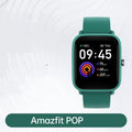 Amazfit Pop Pro smart watch in pine green with silicone strap on wrist
