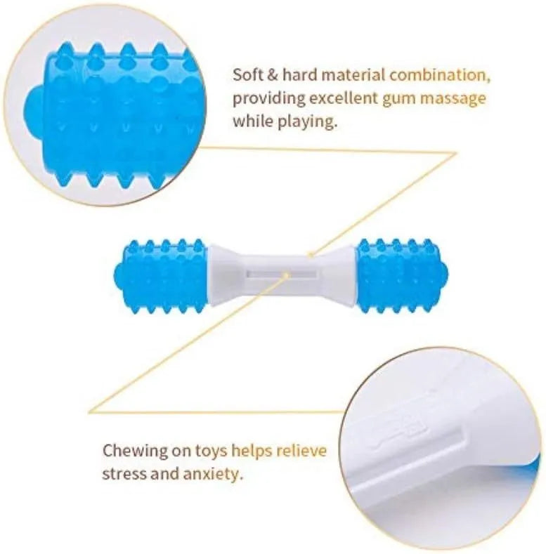 TPR rubber puppy teething chew toy in dual colours for gentle chewers with three size options