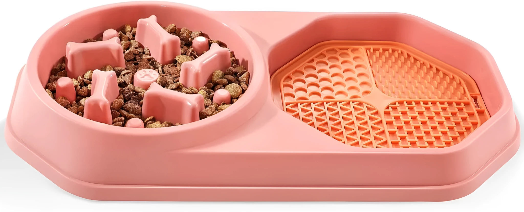 Blue slow feeder dog bowl with puzzle design pattern for anti-gulping feeding