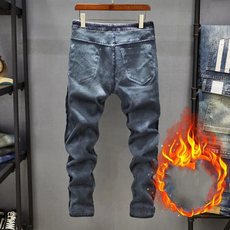 Men's skinny fit blue jeans with slim tailoring and stretch denim fabric