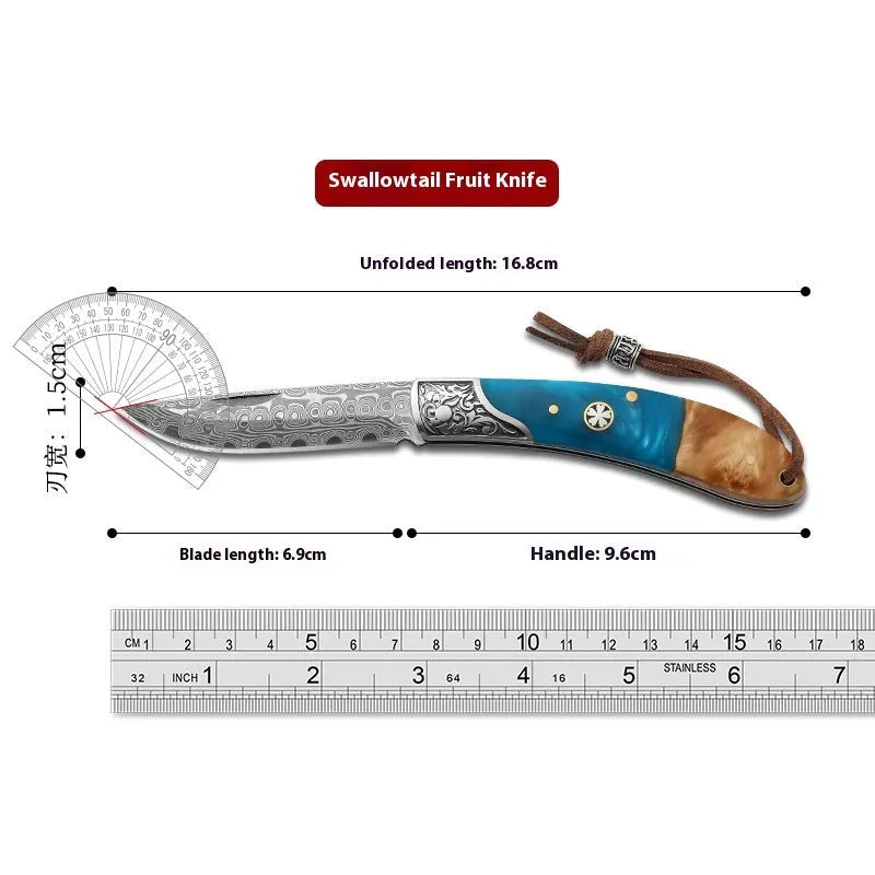 VG10 folding mini outdoor knife with stainless steel blade, dovetail styling, red forest colour