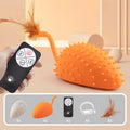 Remote control smart charging silicone mouse cat toy in cyan with remote and feathers