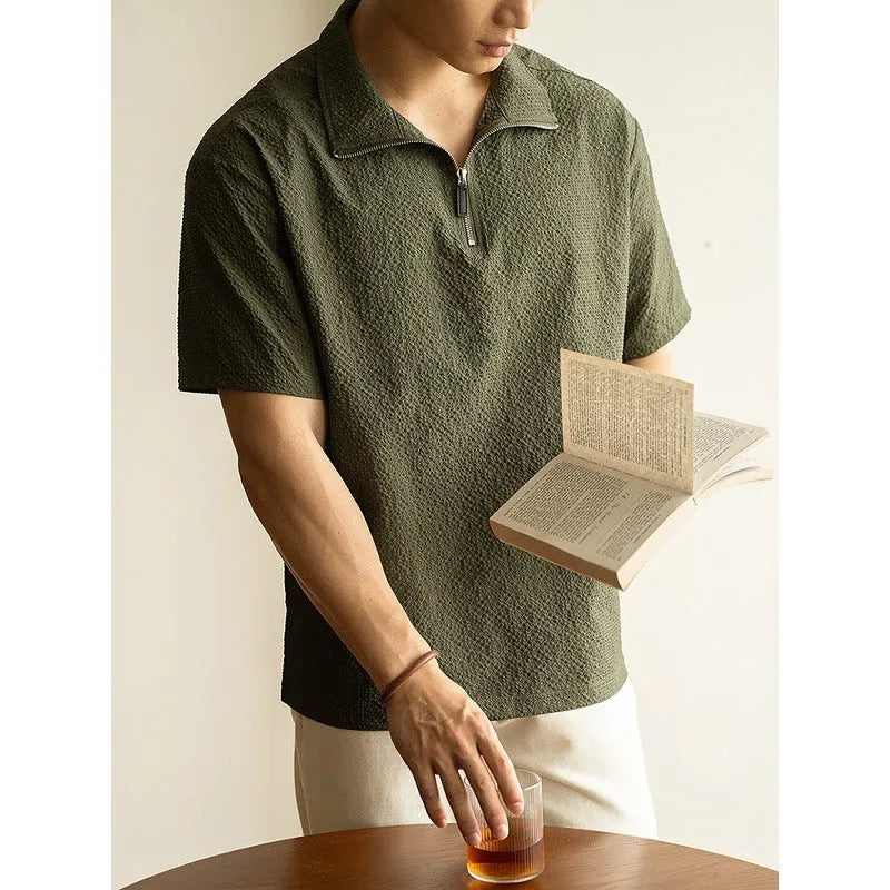 American quick-drying ice silk cool breathable short sleeve T-shirt in cedar green, loose fit
