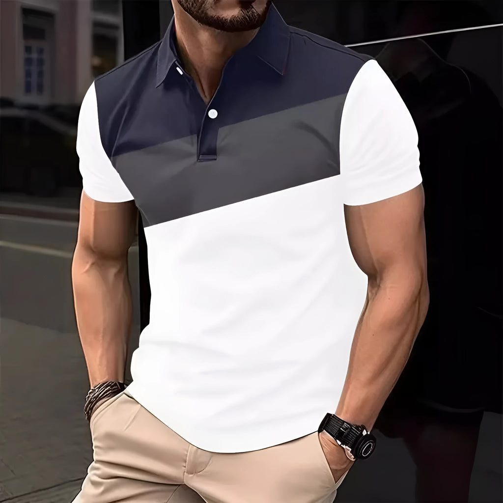 Men's loose fit grey t-shirt with a colourful 3D digital printed pattern and short sleeves.