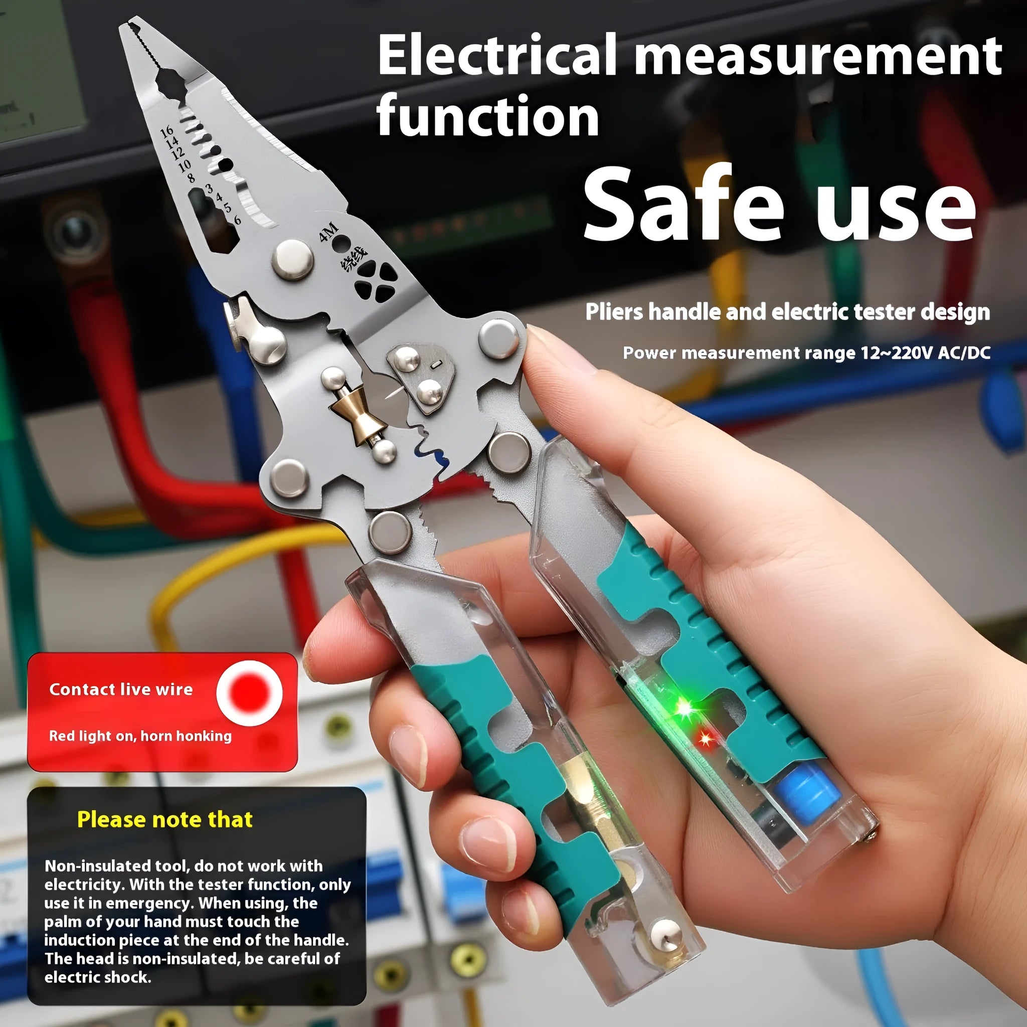 Thickened multi-functional electric pointed pliers wire stripper with rust-resistant steel cutting edges
