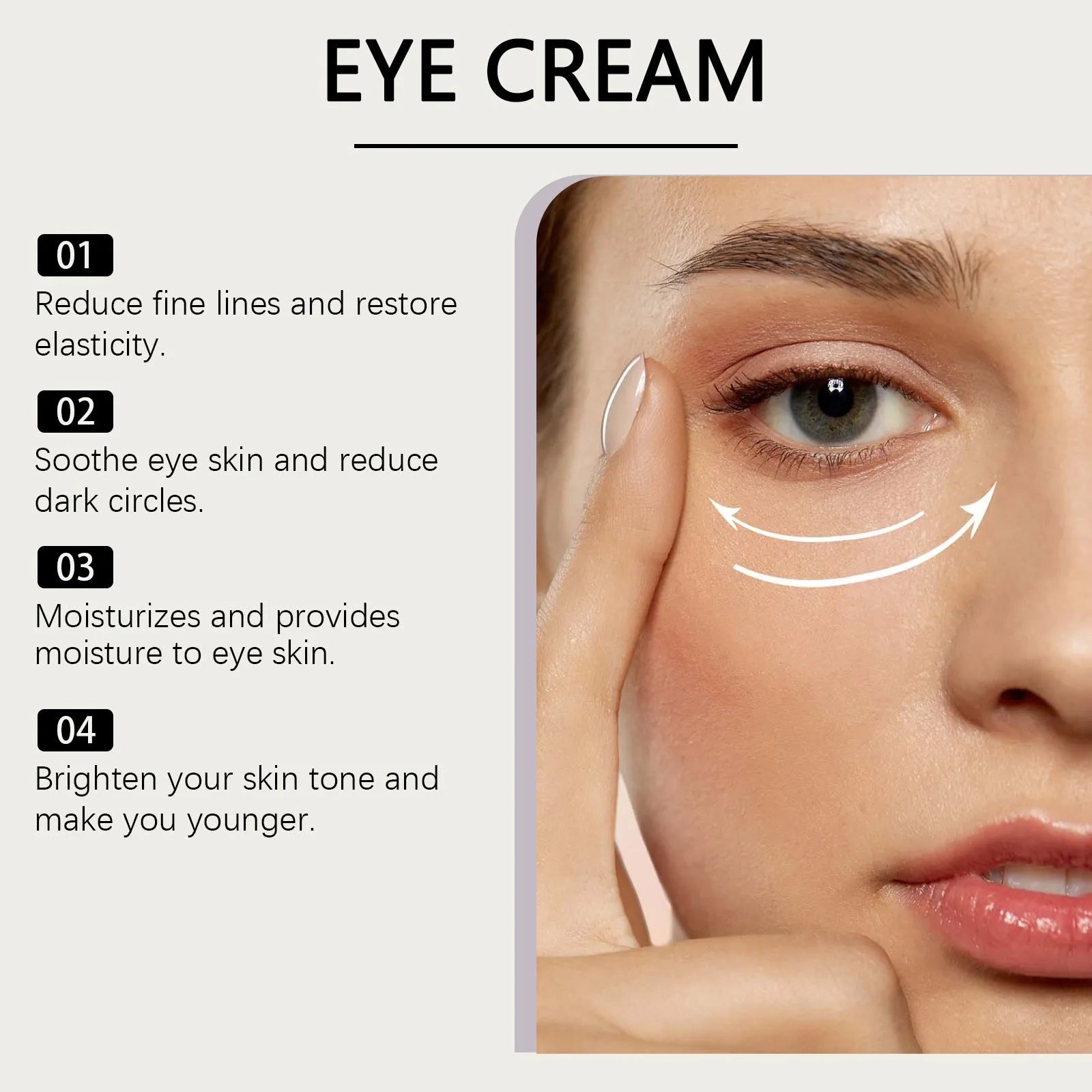 Collagen eye cream with hyaluronic acid in a 20g white pot, product shot