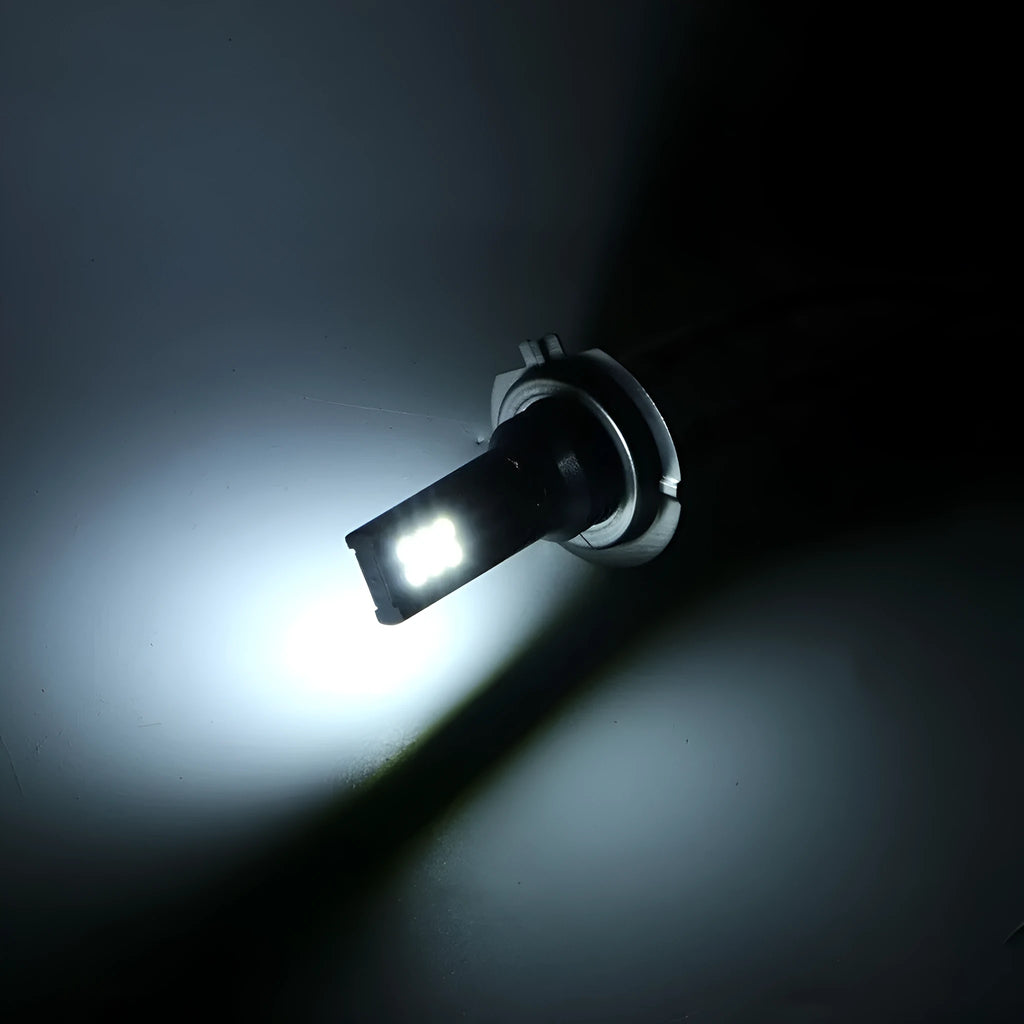 Single H7 110W LED car fog light with 12 SMD beads and aluminium white housing