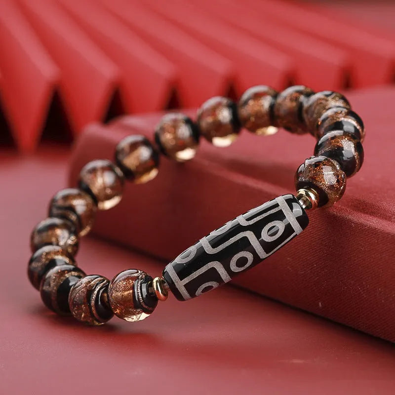 Chinese style bracelet with colourful coloured glaze lucky beads in 10mm 12mm 14mm sizes