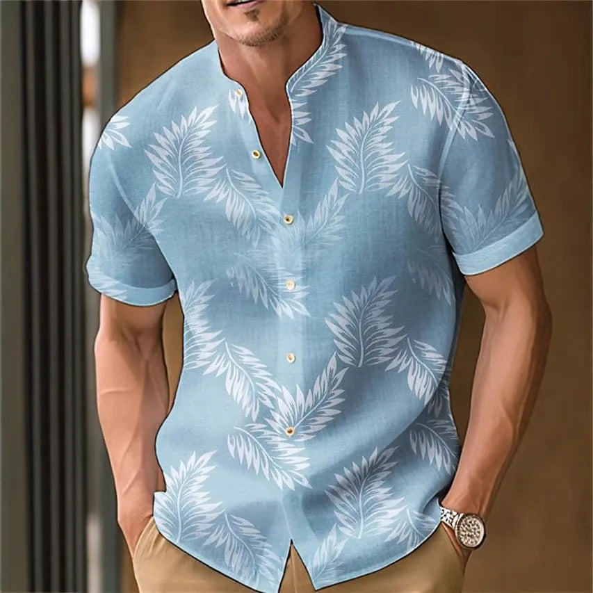 Men's printed polyester fiber shirt in colour MB01RQ250407Y085, front view, size S to 4XL