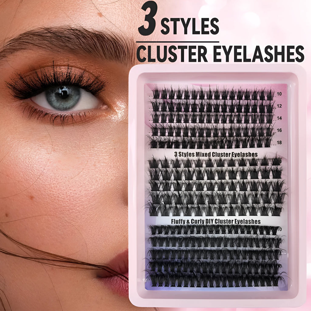 Large capacity mixed false eyelashes box with high imitation material lashes in compact storage case