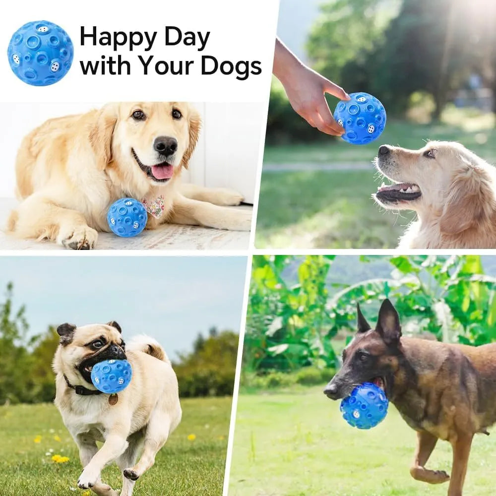 Durable natural rubber dog ball toy with textured surface for aggressive chewers in assorted colours