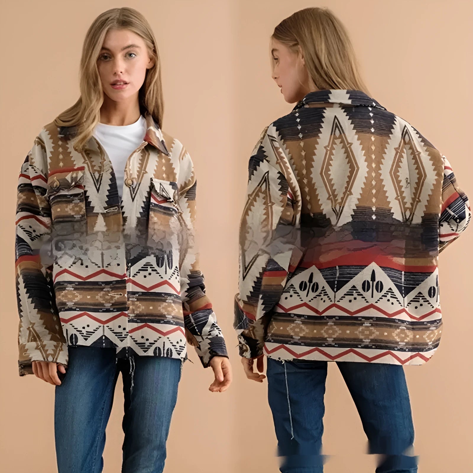Women's loose-fit retro woolen coat in sapphire blue, khaki, or army green with regular long sleeves