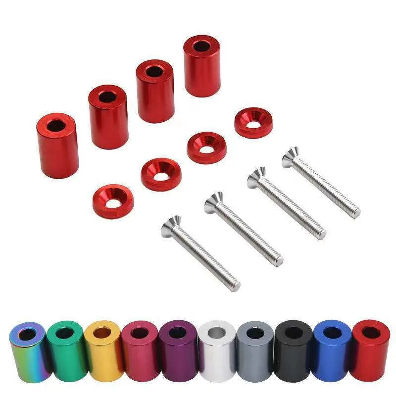 Aluminium machine cover pad height sheet for car modification with mounting hardware in red, blue or black