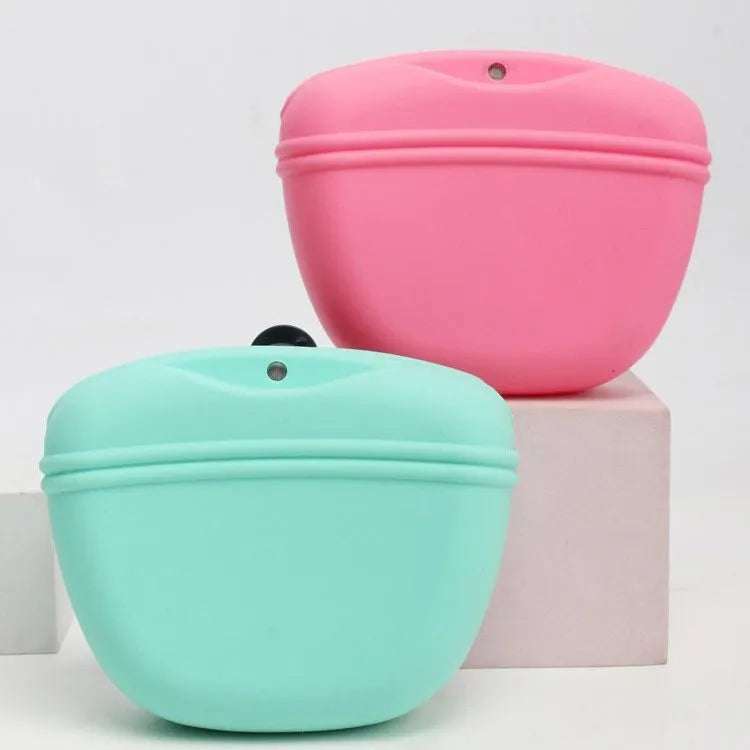 Silicone dog training treat waist bag with magnetic closure and belt clip in multiple colours