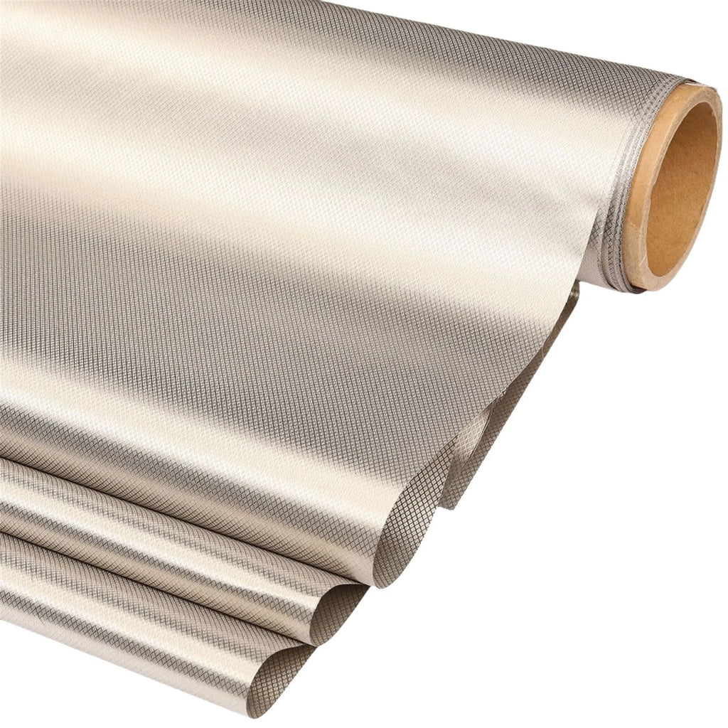 Gray diamond lattice radiation protection fabric roll with copper and nickel fibres for RFID shielding lining
