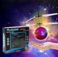 Infrared induction flying ball with LED lights in green plastic body for kids