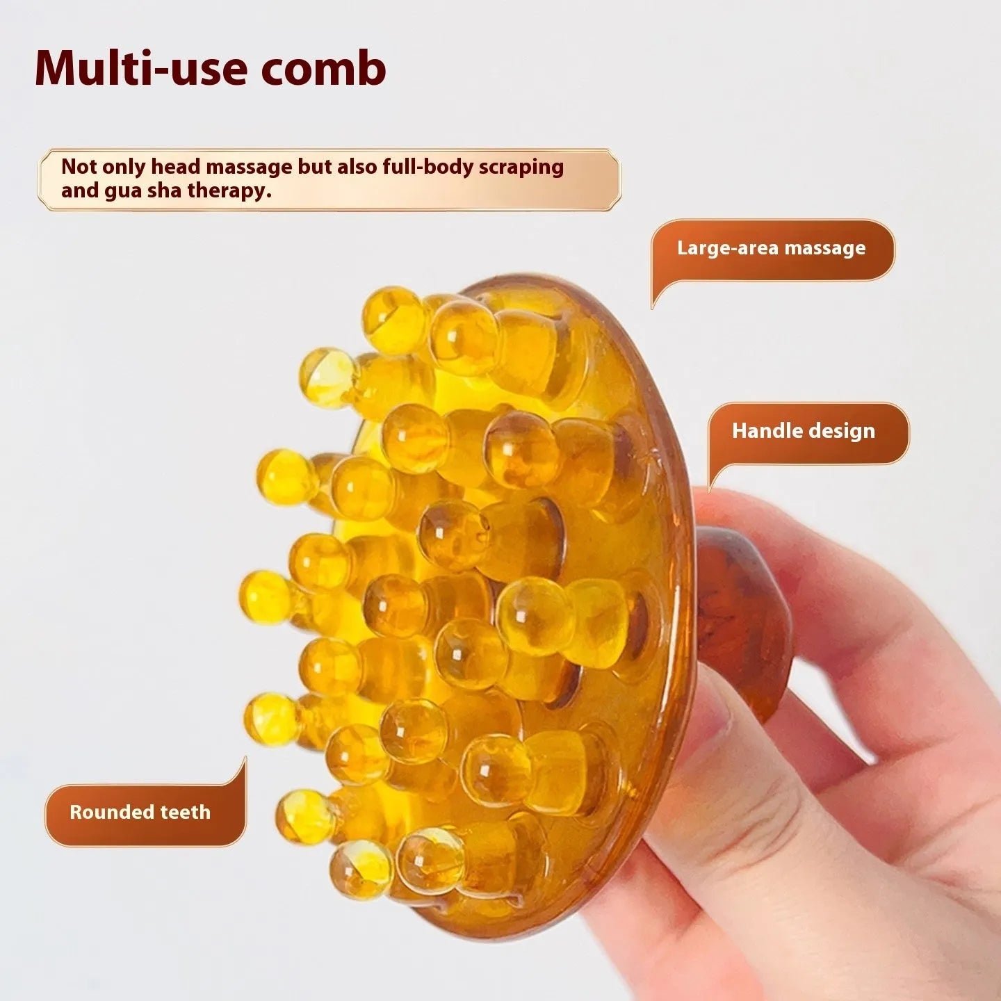 Brown plastic disc massage comb with 21 teeth for head meridian health massage