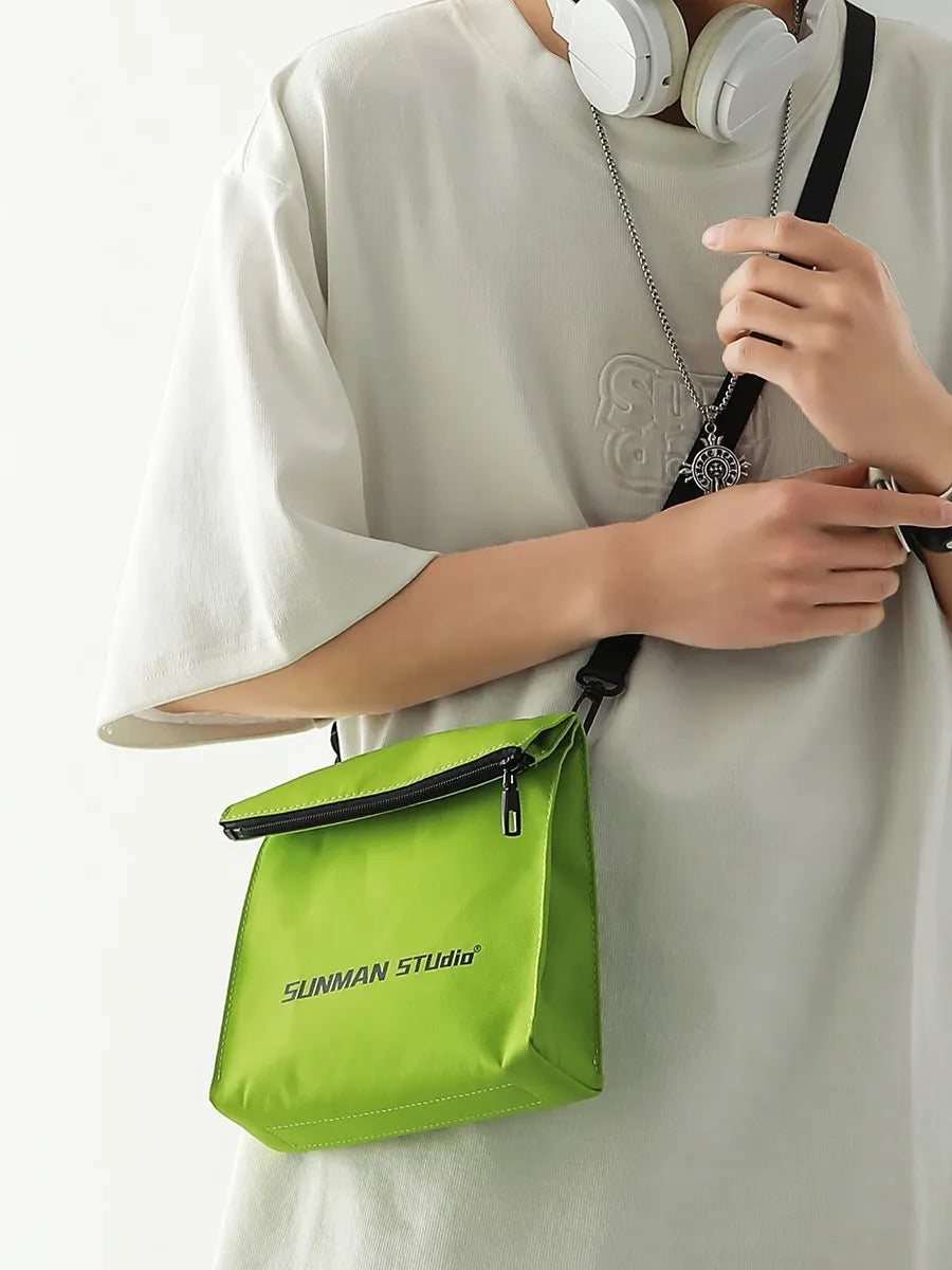 Simple all-match messenger bag design backpack in polyester with Oxford fabric lining, sewing line detail, available in multiple colours